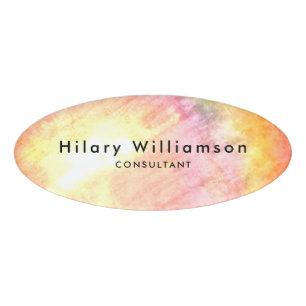 Coral Pink Orange Magnetic Employee Custom Name Tag