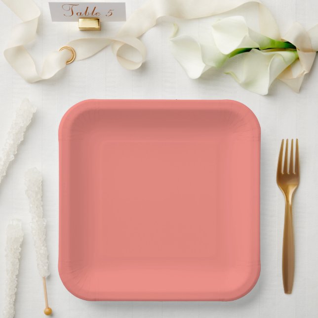 Coral Pink Paper Plate (Wedding)