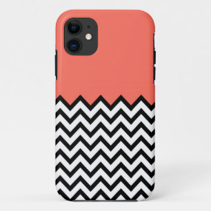 Coral Pink Peach Colour Block Chevron iPhone 5 Cas iPhone 11 Case