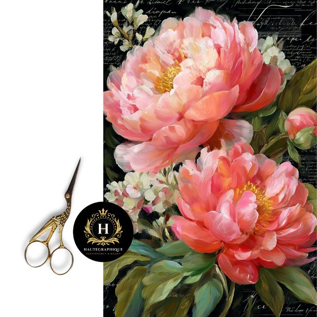 Coral Pink Peony Flower Decoupage Tissue Paper (Creator Uploaded)