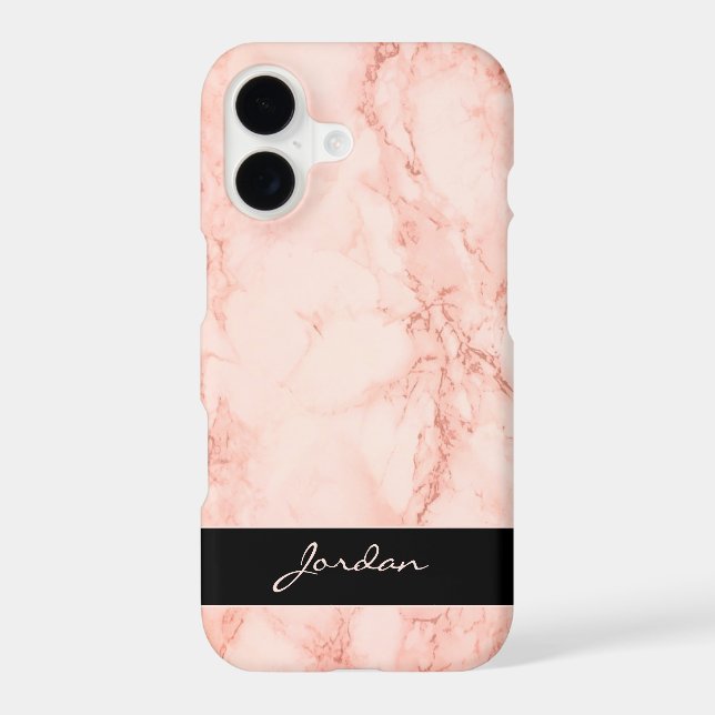 Coral Pink Polished Marble Stone with Name (Back)