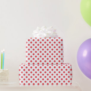 Coral Pink Polka Dots by Shirley Taylor Wrapping Paper