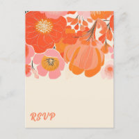 Coral Pink Poppy Flower RSVP
