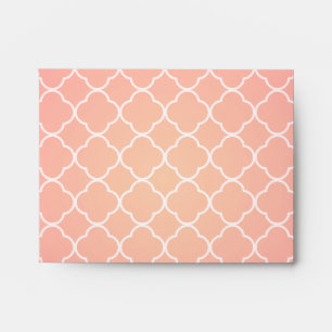 Coral Pink Quatrefoil Pattern Envelopes