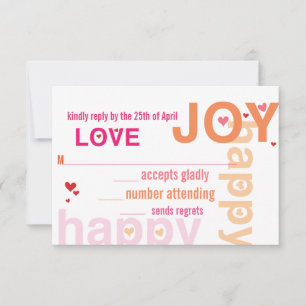 Coral Pink Red Floral Modern Typography RSVP Card