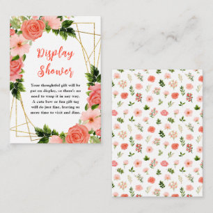 Coral Pink Red Roses Baby Display Shower Enclosure Card