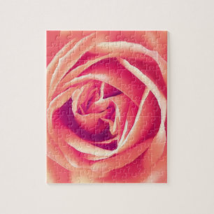 Coral pink rose print jigsaw puzzle
