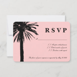 Coral pink RSVP wedding cards   Beach theme