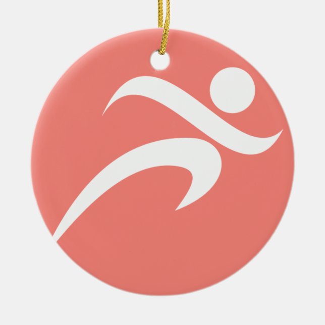 Coral Pink Running Ceramic Ornament (Front)