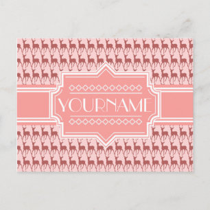 Coral Pink Salmon Dee Pattern Personalised Postcard