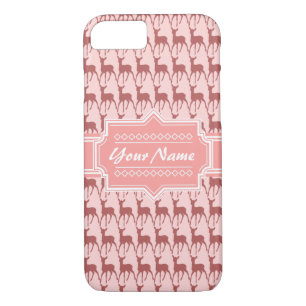 Coral Pink Salmon Deer Pattern   Personalised N2 iPhone 8/7 Case