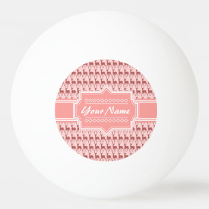 Coral Pink Salmon Deer Pattern Personalised Ping Pong Ball