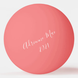 Coral Pink Simply Personalised Ping Pong Ball
