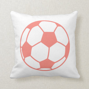 Coral Pink Soccer ball Cushion
