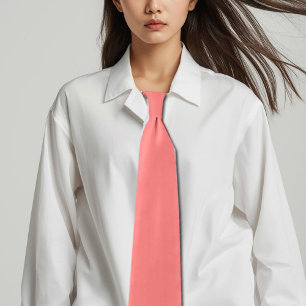 coral pink solid colour tie