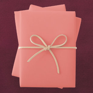 Coral Pink Solid Colour Wrapping Paper Sheet