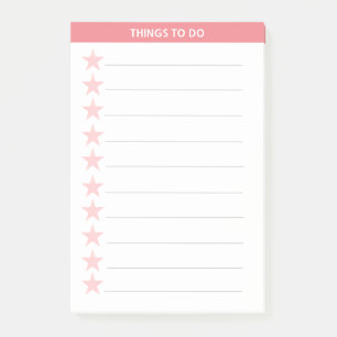 Coral Pink Stars Things To Do Post-it Notes