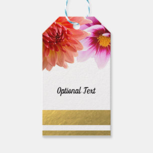 Coral & Pink Summer Dahlia Flowers Floral Wedding Gift Tags