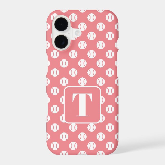 Coral pink tennis print iPhone 14 Pro Max case (Back)