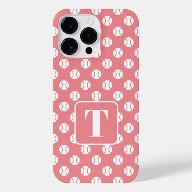 Coral pink tennis print iPhone 14 Pro Max case (Back)