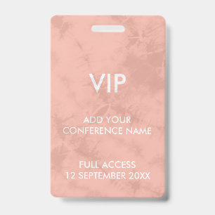 Coral Pink Tie Dye VIP Festival Event Identity ID Badge
