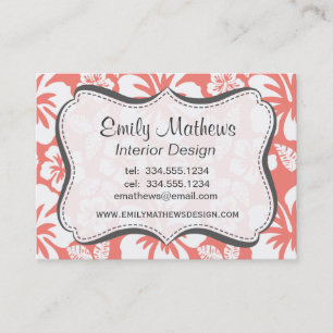 Coral Pink Tropical Hibiscus Business Card