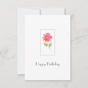 Coral Pink Watercolor Daisy Card