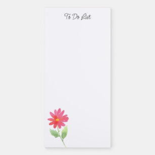 Coral Pink Watercolor Daisy  Magnetic Notepad