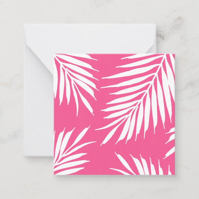 Coral Pink, White Acrylic Palm Leaves   Card (Front)