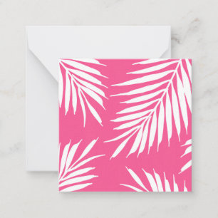 Coral Pink, White Acrylic Palm Leaves Card