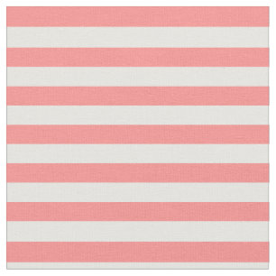 Coral Pink & White Striped Fabric