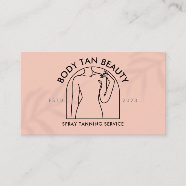 Coral Pink Woman Touching Shoulder Window Spa Business Card (Front)