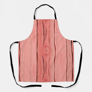 Coral Pink Wood Grain Rustic Farmhouse Texture Apron