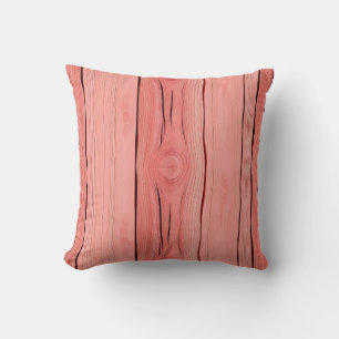 Coral Pink Wood Grain Rustic Farmhouse Texture Cushion