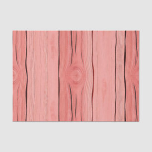 Coral Pink Wood Grain Rustic Farmhouse Texture Tissue Paper