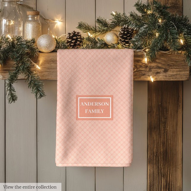 Coral Plaid Kitchen Towel Elegant Aesthetic Gift (Coral Plaid Kitchen Towel Elegant Aesthetic Gift)