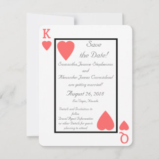 Coral Playing Card King/Queen Save the Date