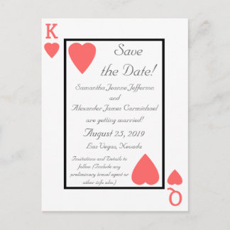 Coral Playing Card King/Queen Save the Date