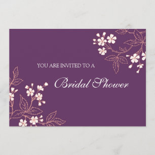 Coral Plum Floral Bridal Shower Invitation Cards