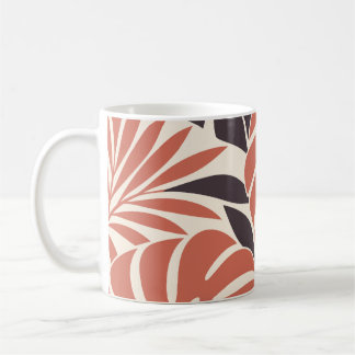 Coral Plum Tropical Leaf Silhouette Coffee Mug