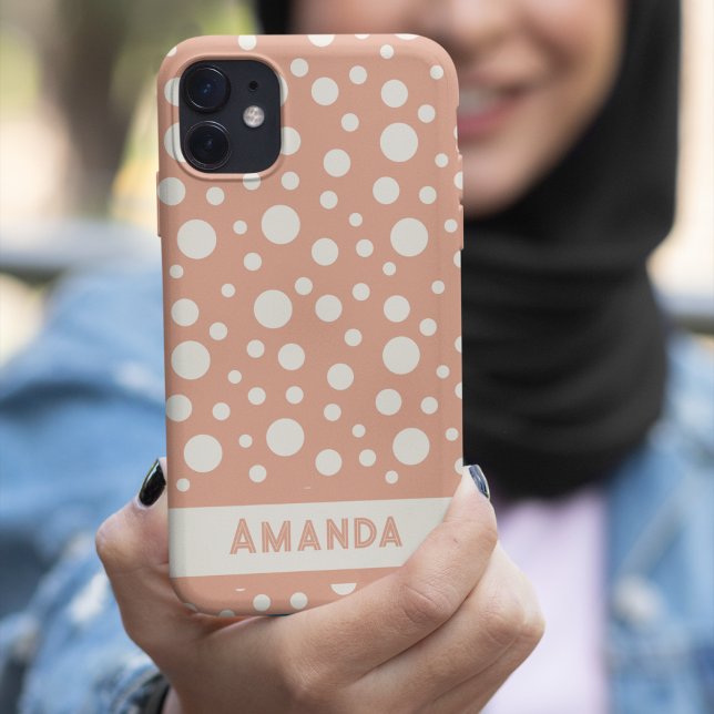 Coral Polka Dot  Patterns - custon name Case-Mate iPhone Case (Coral Polka Dot Patterns - custon name Case-Mate iPhone Case)