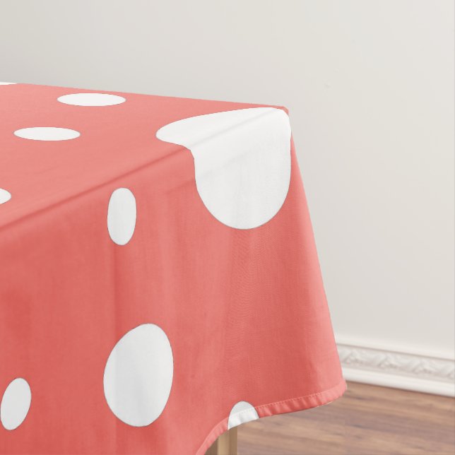 Coral Polka Dot Tablecloth (In Situ)