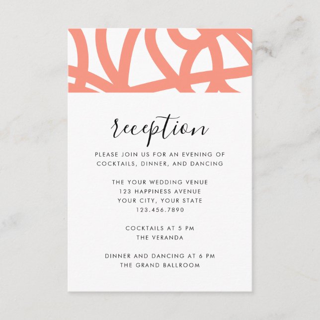 Coral Pop Modern Minimalist Abstract Swirl Enclosure Card (Front)