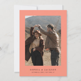 Coral Pop Modern Photo Wedding Save The Date
