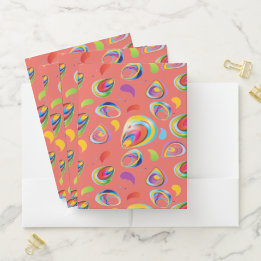 Coral Print Pocket Folder