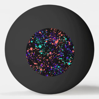 coral  purple green on black | paint splashes | ping pong ball