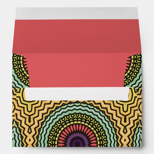 Coral Purple Green Yellow Abstract Pattern Envelope (Back (Bottom))
