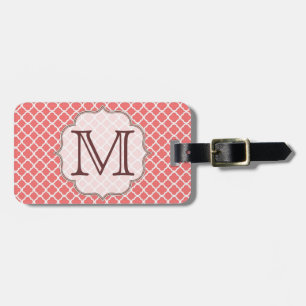 Coral Quaterfoil Latti Monogram Luggage Tag