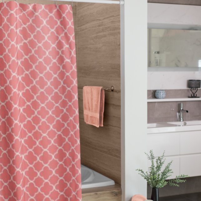 Coral Quatrefoil Shower Curtain (Creator Uploaded)