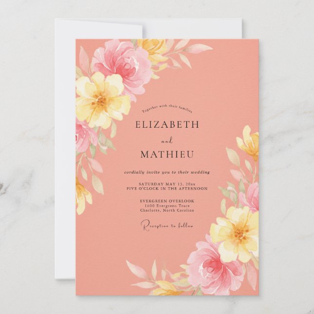 Coral Radiant Summer Wedding Invitation (Front)
